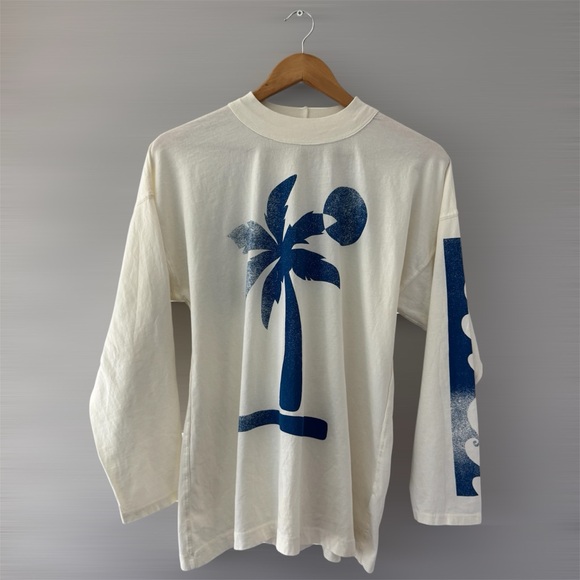 Free People Tops - FREE PEOPLE X Midnight Rider Palm Tree Long Sleeve Cotton Tee S Blue Palm Tree